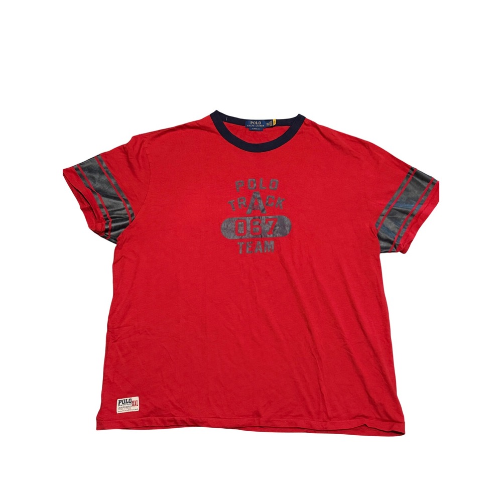 Polo Ralph Lauren Mens XXL Red Track Team 067 Graphic Ringer T-Shirt Classic Fit